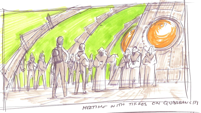 Anakin and Padmé encounter representative Tikkes in the Quarren city in more Dave Filoni art.
